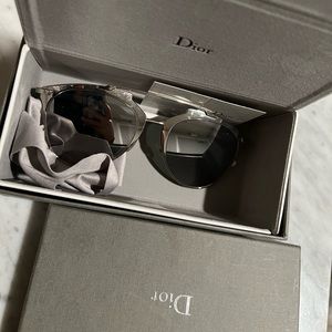 Dior Reflected Silver Mirror Geometric Sunglasses (with box, like new)